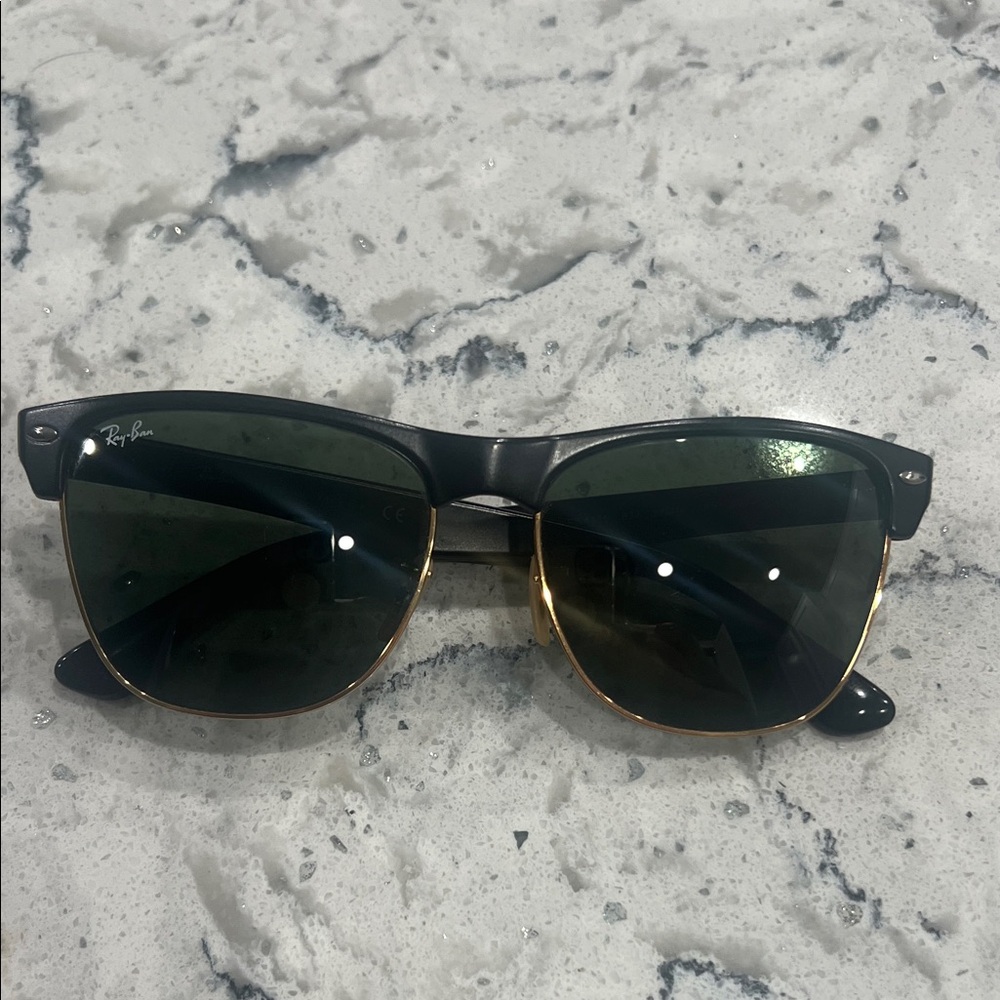 Ray-Ban Clubmaster Oversized Black and Gold Sunglasses